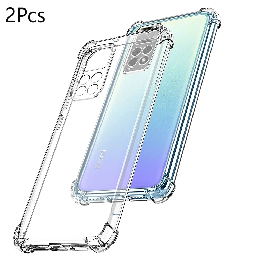 2 шт. противоударный силиконовый мягкий чехол для Xiaomi Redmi Note 11 11S 11T 10 10S 10T 9 8 Pro 10A 10C 9A
