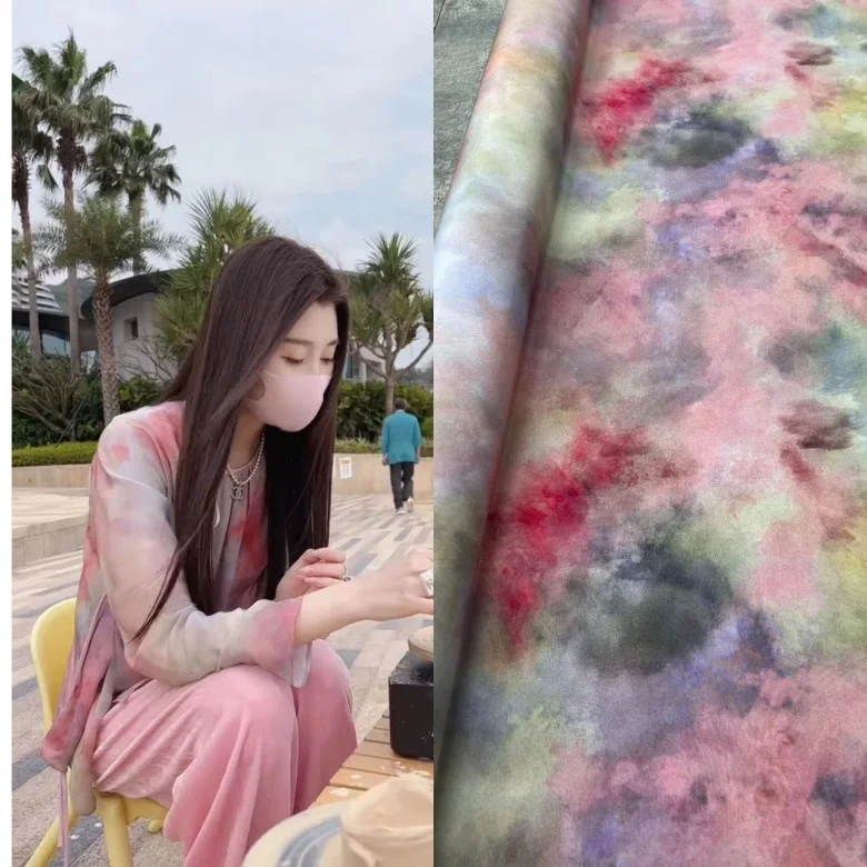 

Шелковая ткань Цветущая рубашка платье Шитье Ткань по метру