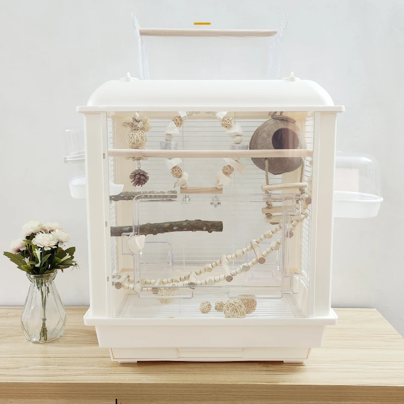 

Transparent Acrylic Bird Cages Canary Budgie Villa Household Bird Cages Portable Breeding Jaula Pajaro Birds Supplies WZ50BC