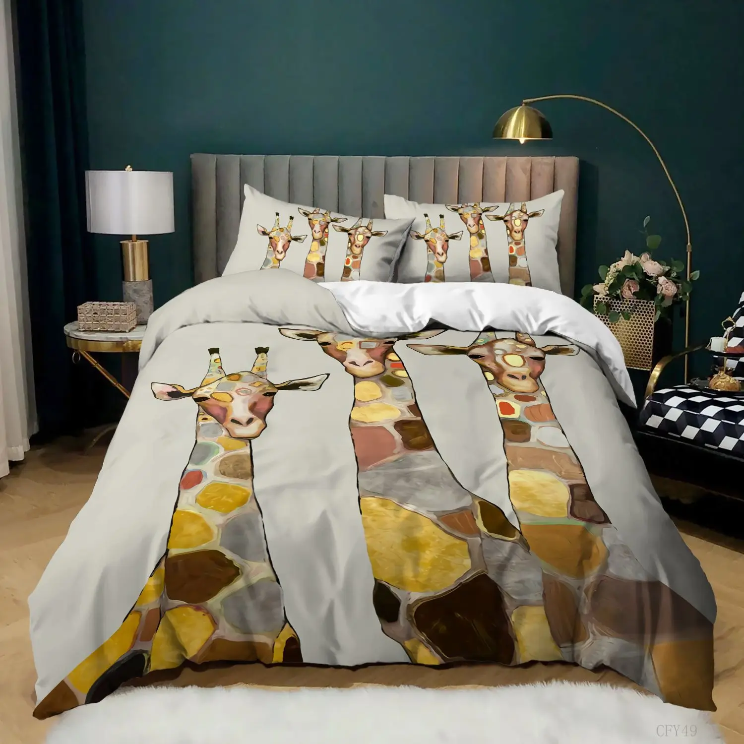 

Комплект постельного белья с изображением цветного жирафа, одеяло, покрывало розового и белого цвета, постельное белье с изображением жира...