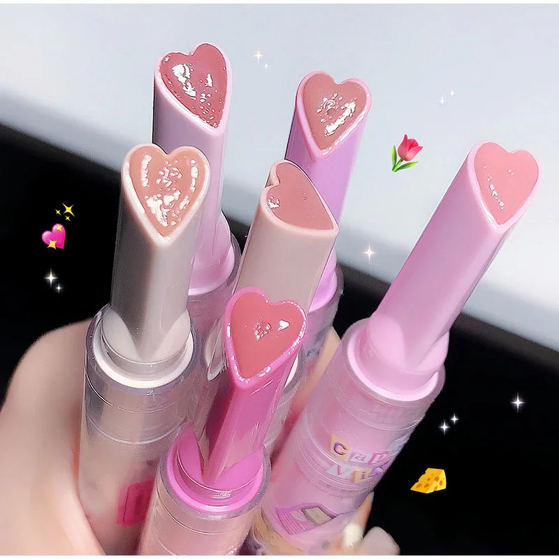 

Love Shape Lipstick Flower Jelly Water Lip Gloss Clear Light Hydrating Lip Tint Non-stick Cup Korea Cosmetic
