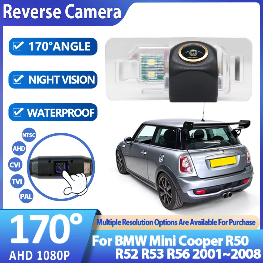 Фото Для BMW Mini Cooper R50 R52 R53 R56 2001~2008 годов выпуска, автомобильная камера заднего вида с ночным видением, водонепроницаемая, высококачественная HD RCA. №1