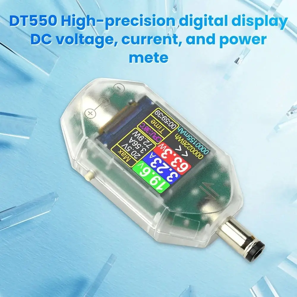 Фото Цифровой измеритель мощности ABS DT550 с высокоточным чипом, порт DC5.5*2.5, компактный миниатюрный вольтметр-тестер, анализатор постоянного тока №5