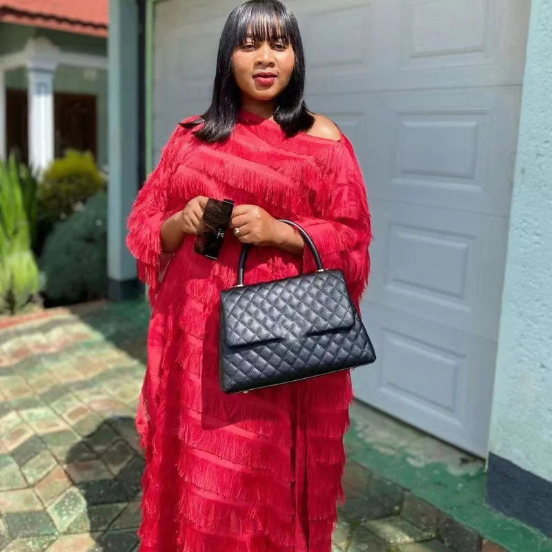

African Dresses for Women Spring Summer African Women Solid Color O-neck Plus Size Long Dress Maxi Dress African Clothes Women