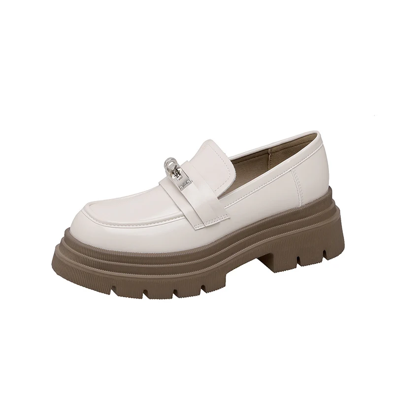 AIYUQI Loafers Women Genuine Leather Lock 2023 New British Style Women Shoes Platform Student Ladies Shoes