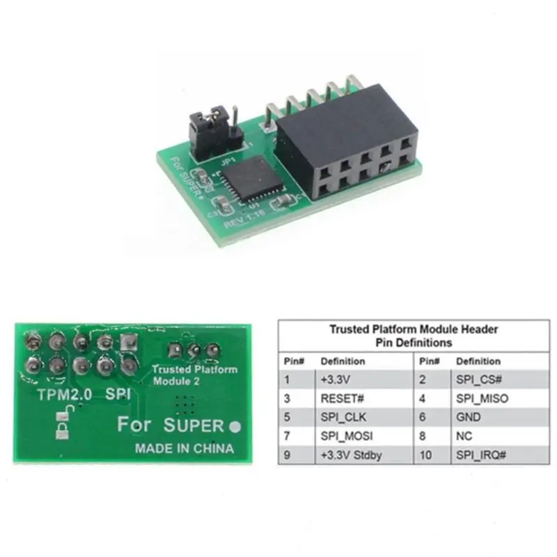 Фото Высококачественный модуль безопасности Exquisite-For Supermicro AOM-TPM-9670V, совместимый с 10-контактным TPM 2.0, процессор безопасности для Trusted Platform Module TP M2.0 №2