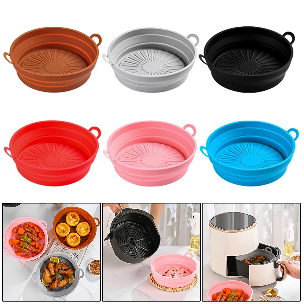 

Air Fryer Replacement Liners Foldable Silicone Pot Baking Pan Air Fryer Silicone Pot Ovens Universal Kitchen Tools Parts