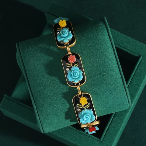 LOVE GREEN LIVE GREEN Бохо браслет из меди с камнями