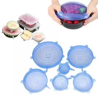 6pcs silicone cover stretch lids reusable airtight food wrap covers keeping fresh seal bowl stretchy wrap cover kitchen cookware