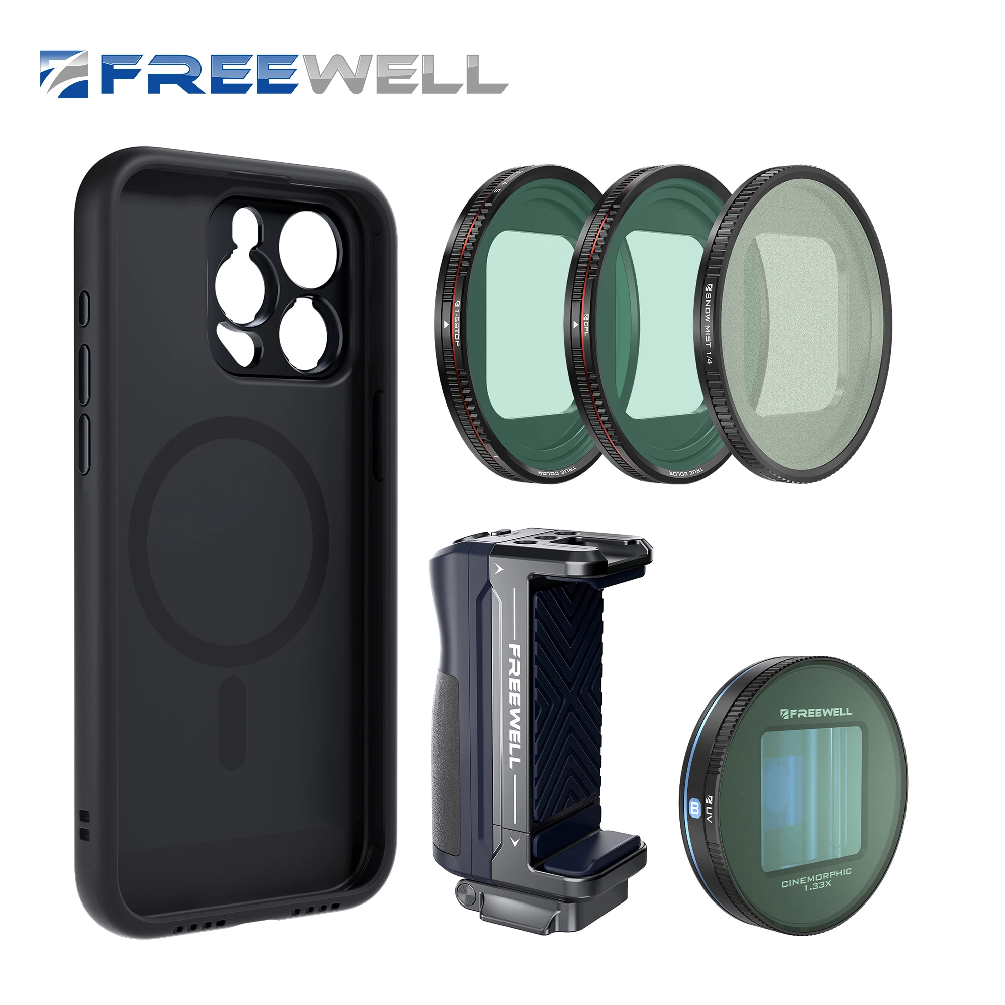 Анаморфный объектив Freewell Mega Kit 1 33x с фильтром CPL VNDXMIST 1-5 ND для iPhone 15/14 Pro и Max