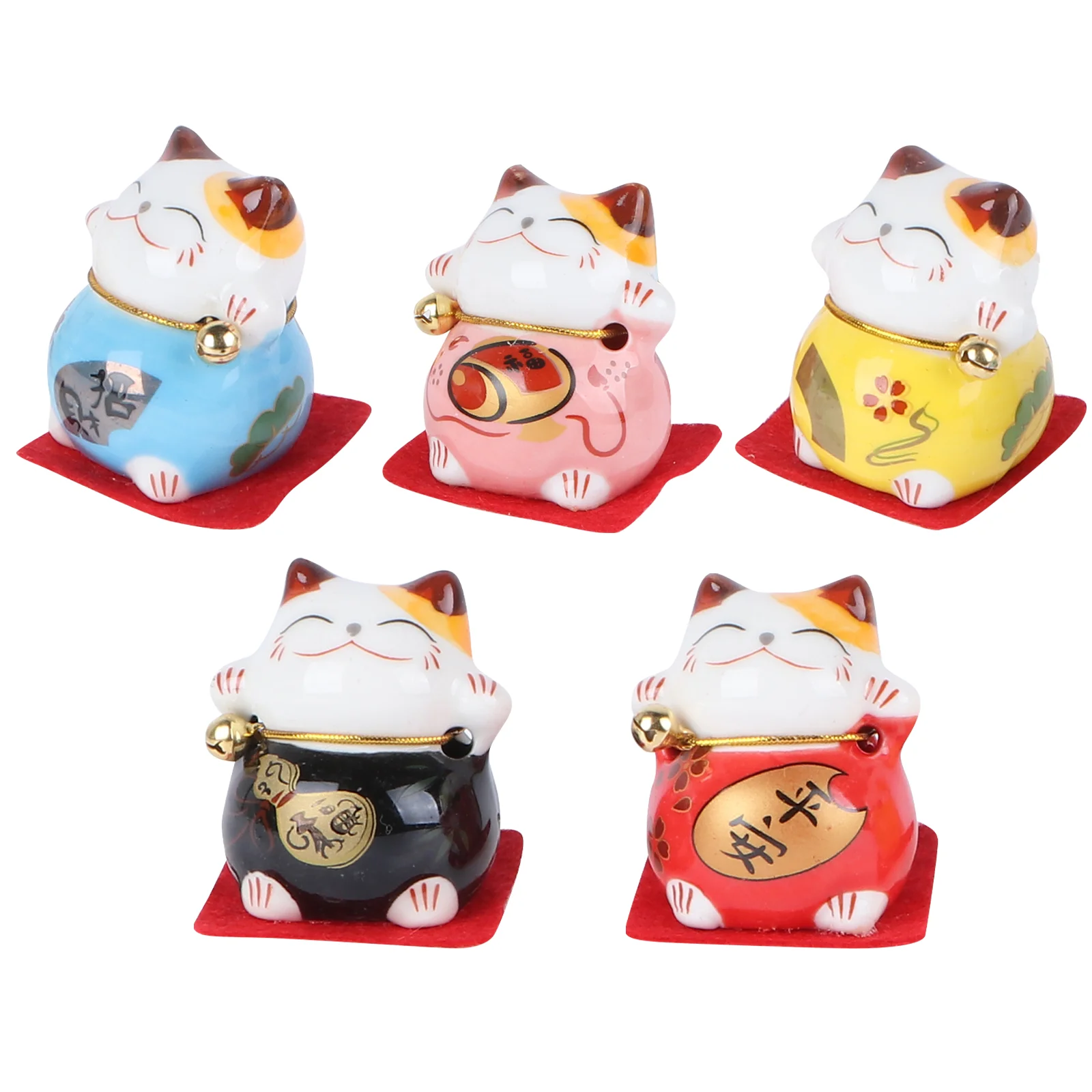 

5 Pcs Mini Toy Fortune Decoration Ceramic Craft Cartoon Adornment Ornament Adorable Shop Opening Metal garden