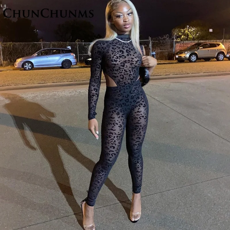 

Sexy Personality Mesh Flocking See-through One Shoulder Rompers High Waist Leggings 2 Piece Women Set Fitness Tights Outfit 2022
