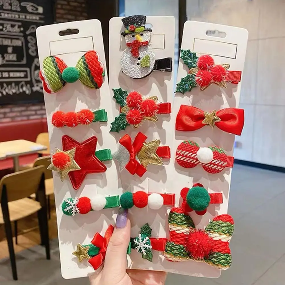 

Durable 5 Pcs/Set Trendy Star Snowman Christmas Hairpin Set Portable Christmas Side Clip 5 Pieces Hair Accessories