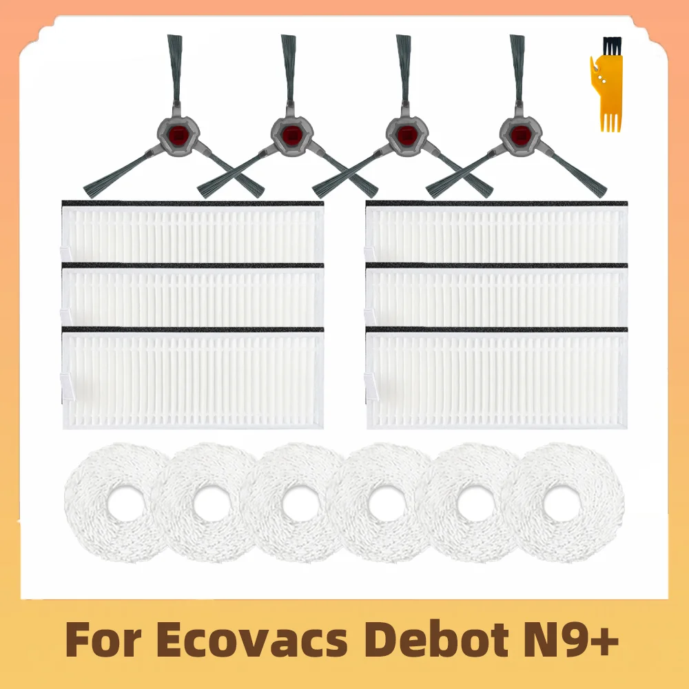 

For Ecovacs Debot N9+ Robotic Vacuums Side Brush Hepa Filter Rag Mop Cloth Replacement Spare Parts