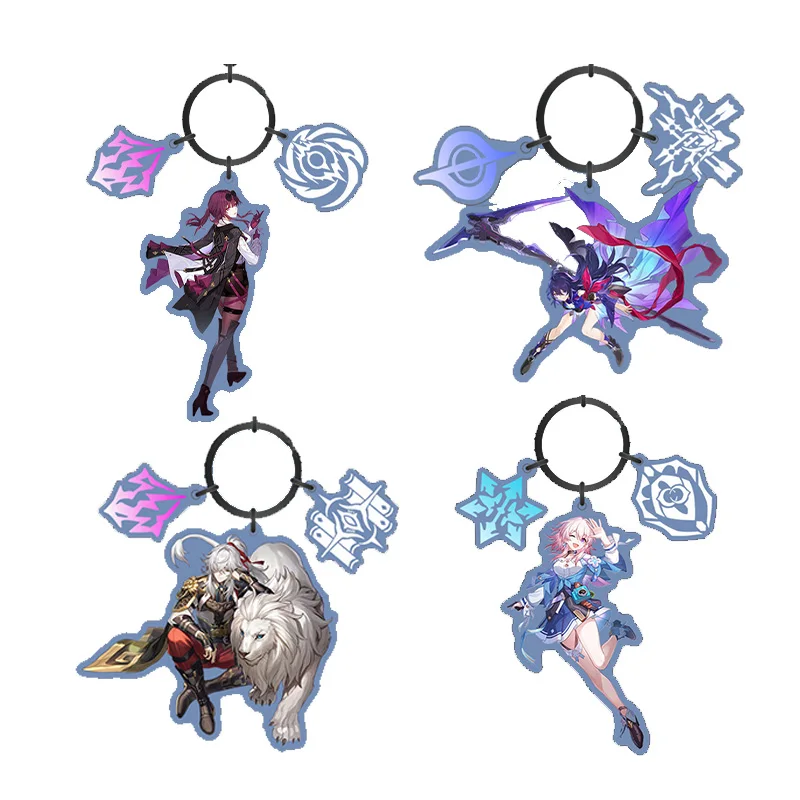 

Honkai: Star Rail Q Version Himeko March Seven Keychain Cartoon Anime Cosplay Figure Acrylic Key Ring Bag Jewelry Girl Gift Toy