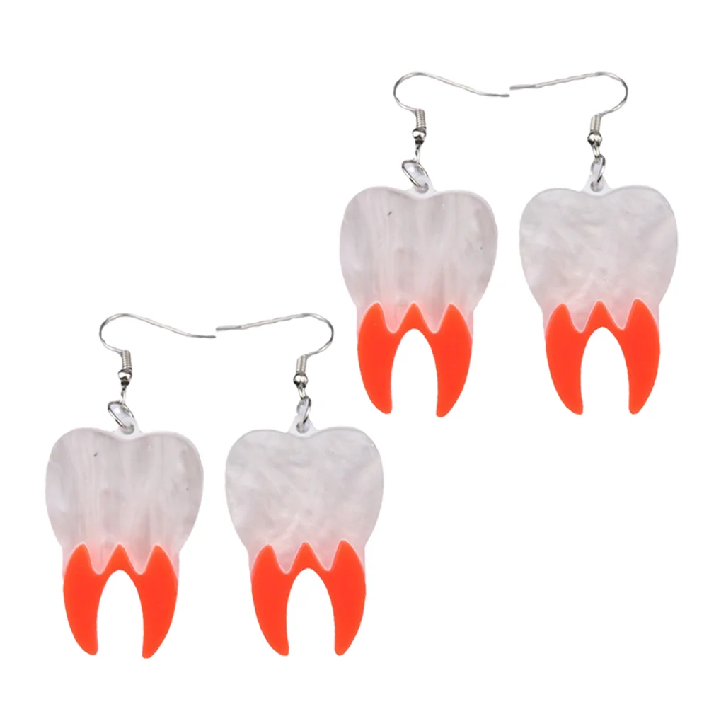 

2 Pairs Earrings Jewelry Gift Statement Teeth Earring Teeth Jewelry