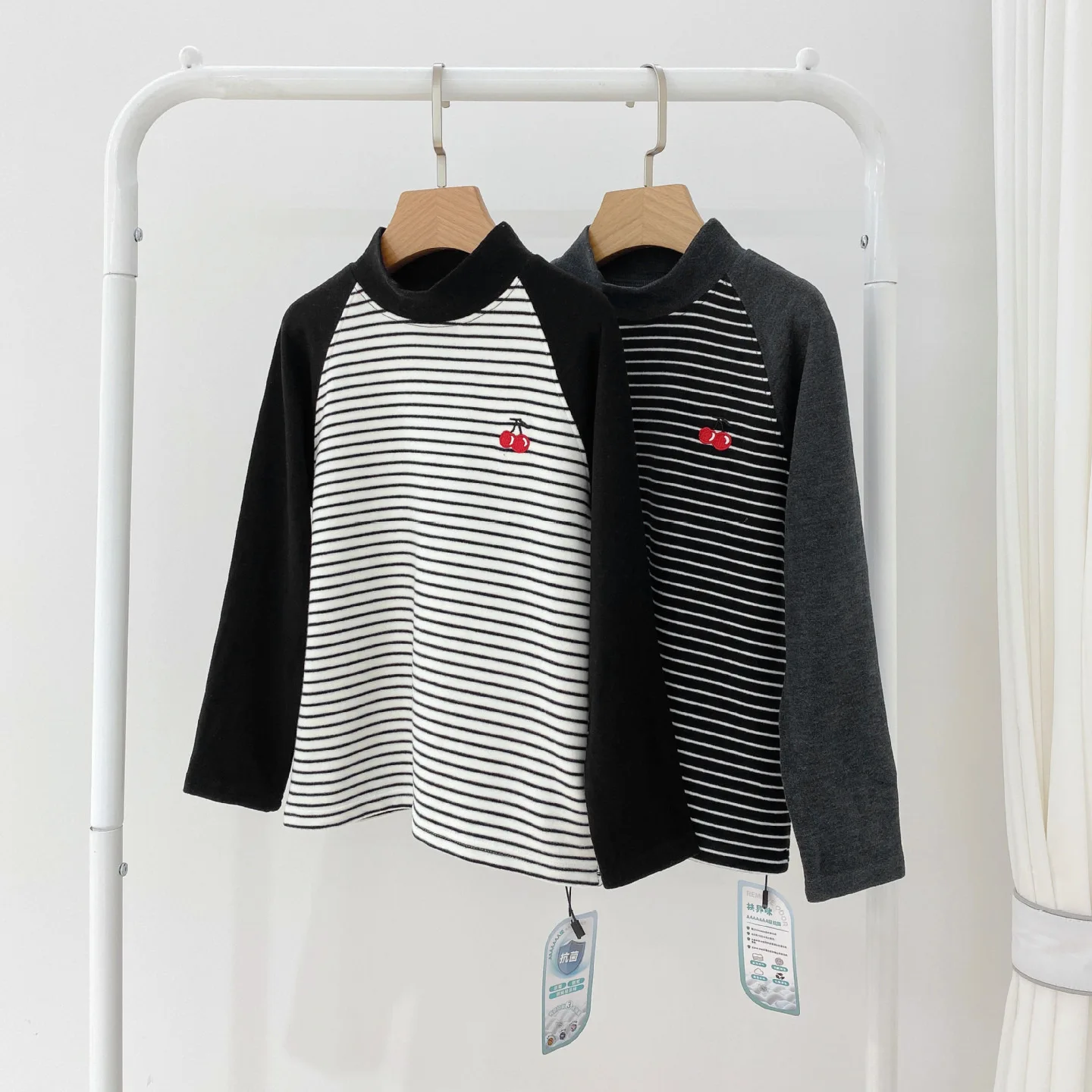 Детские хлопковые топы с длинным рукавом