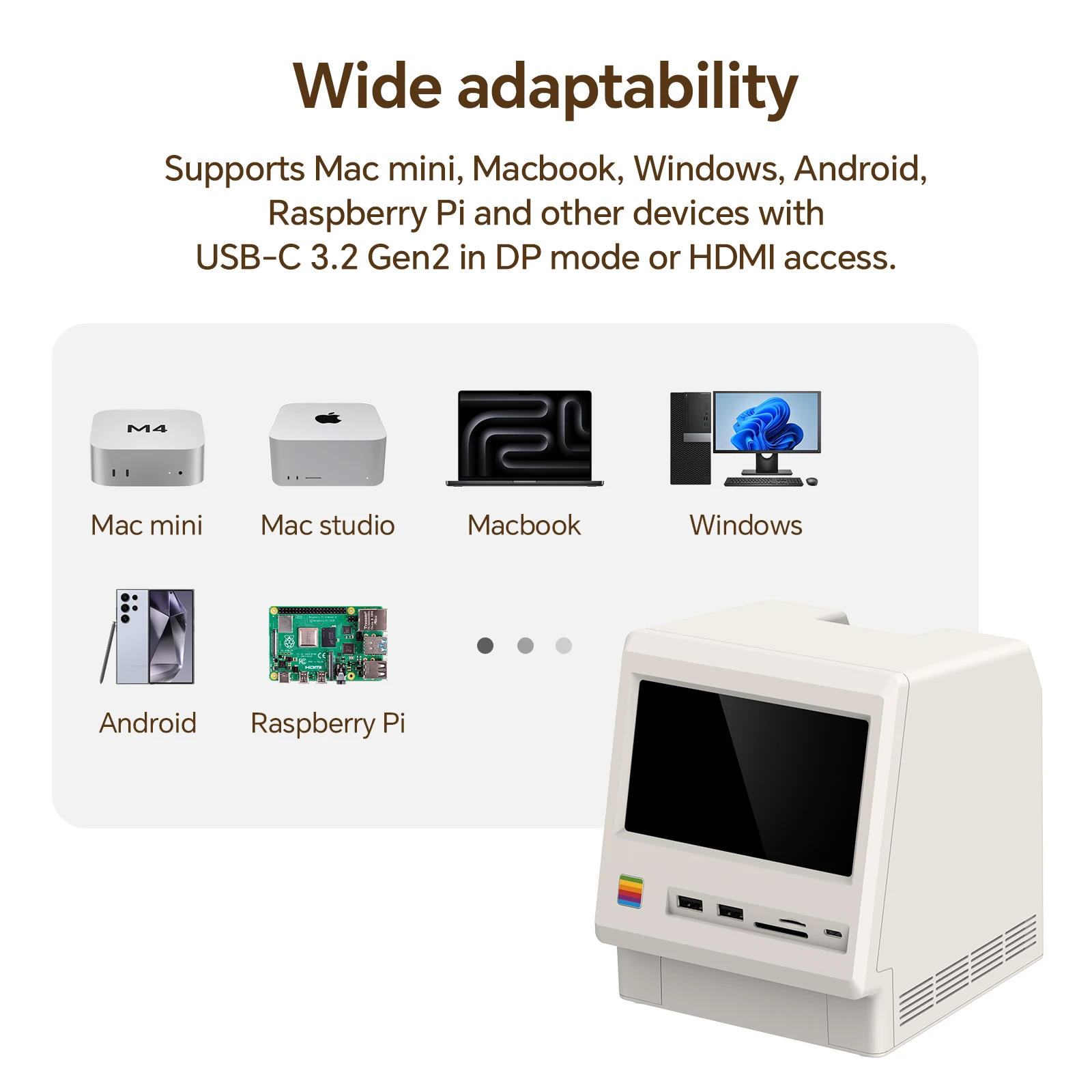 Док-станция Wokyis M5 10Gbps  80Gbps для Mac mini M4 с 5-дюймовым Full HD IPS экраном, USB-C HUB, монитором и отсеком для M.2 SSD (art.: 3920da5b15daa) - 3920da5b15daa