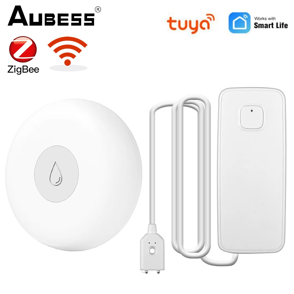 

Aubess Tuya WiFi/Zigbee Smart Water Leakage Sensor Tuya Water Alarm Compatible With Tuya/Smart Life APP Easy Installation