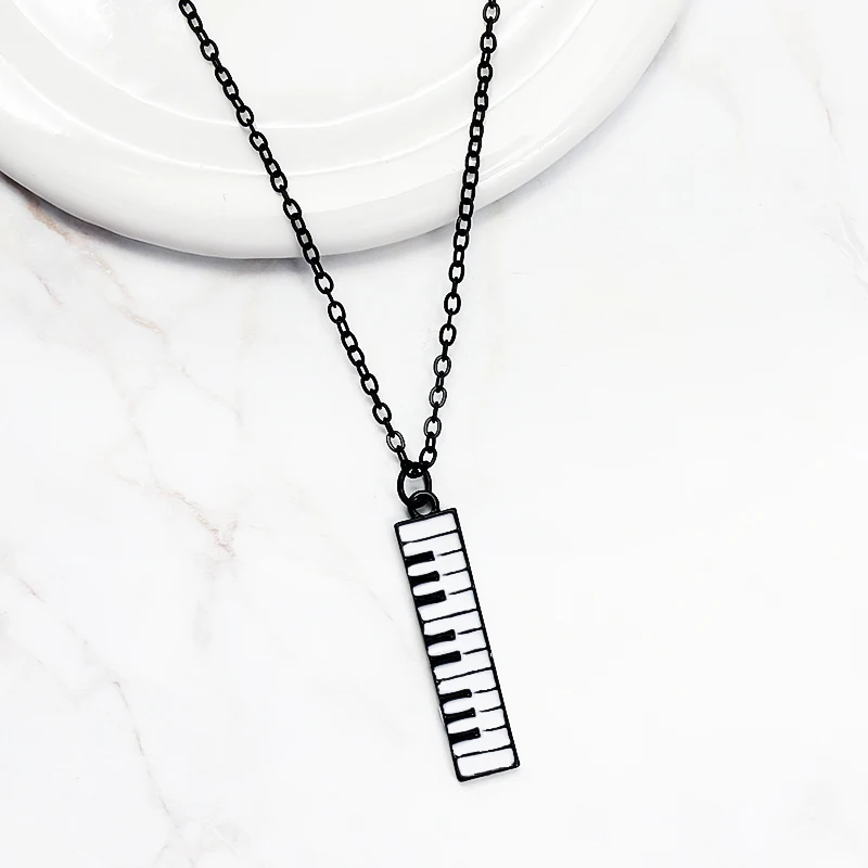 

Piano Keyboard Pendant Necklace Electronic Organ Black White Keyboard Music Necklace for Women Kids Chains Choker Jewelry Gifts