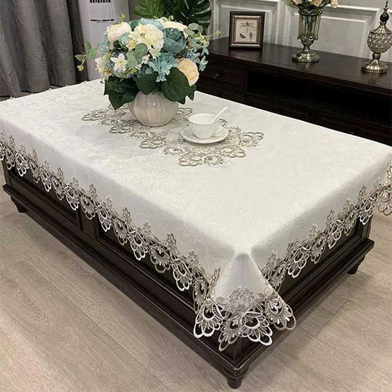 

European Style Coffee Table Tablecloth Modern Minimalist Lace Table Cover American TV Cabinet Living Room Tablecloth Decoration