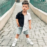 casual style color matching short sleeve shirt fashion young children kids boys shirts shirt boys 4 6y toddler children blusa