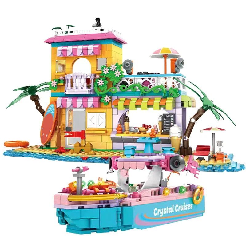 

Holiday Beach House with Boat Building Blocks Heartlake City Friends Sets Bricks Figures Toys For Children Kids Girls Gift