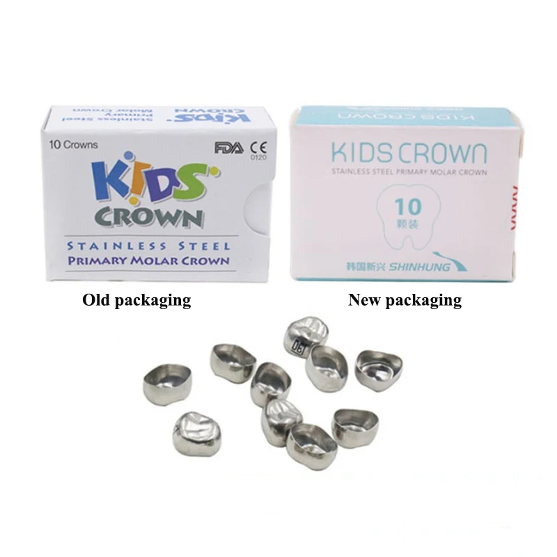 

10PCS/Box Dental Stainless Steel Kids Primary Molar Crown Orthodontic Braces Pediatric Baby Temporary Teeth Crowns from Korea