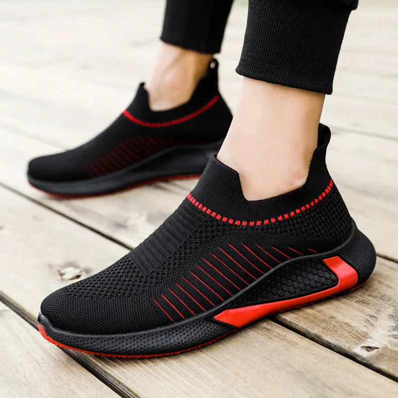 Summer Trend Men Running Shoes Fashion Slip-on Super Light Jogging Sneakers Comfort Wear-resisting Footwear Outdoor Breathable