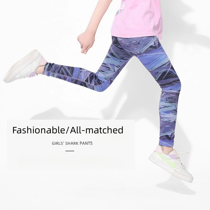 Леггинсы для йоги маленьких девочек весенние спортивные колготки с принтом