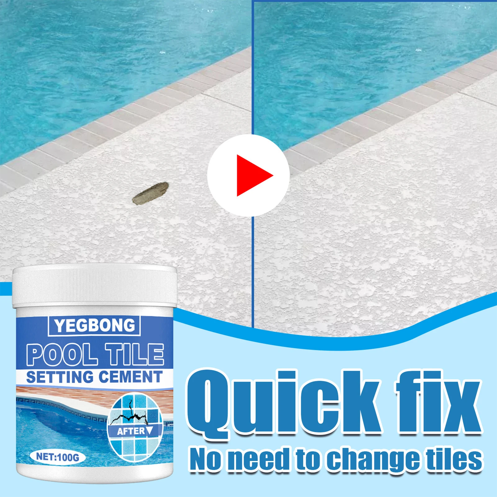 

Swimming Pool Tile Repair Powder For Interior & Exterior Use Rapid Setting Good Adhesion Swimming Pool Tile Repair Powder