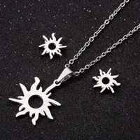 tulx stainless steel ethnic sun totem pendent necklaces for women birthday party fashion necklace earrings jewelry set