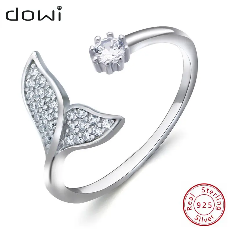 

Dowi Dainty Ring 925 Sterling Silver Woman Jewelry Ocean Mermaid Anillos Cubic Zirconia Shell Pearls Rings Korean Adjustable