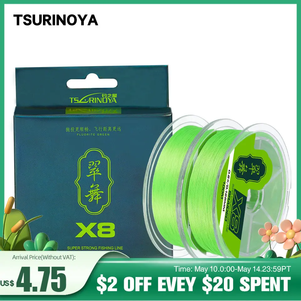 

TSURINOYA PE Braided Fishing Line 100M 150M H8 8 Strands Weaves Saltwater High Strength Multifilament Fishing Line Pesca 14-50LB