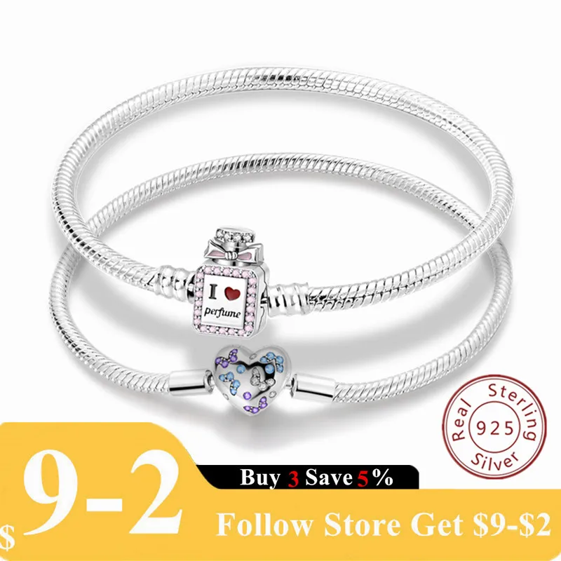 

Bracelet Silver 925 Original Snake Chain Evil Eyes Heart Star Zircon for Charms Beads Pendant Birthday Jewelry Making Gifts