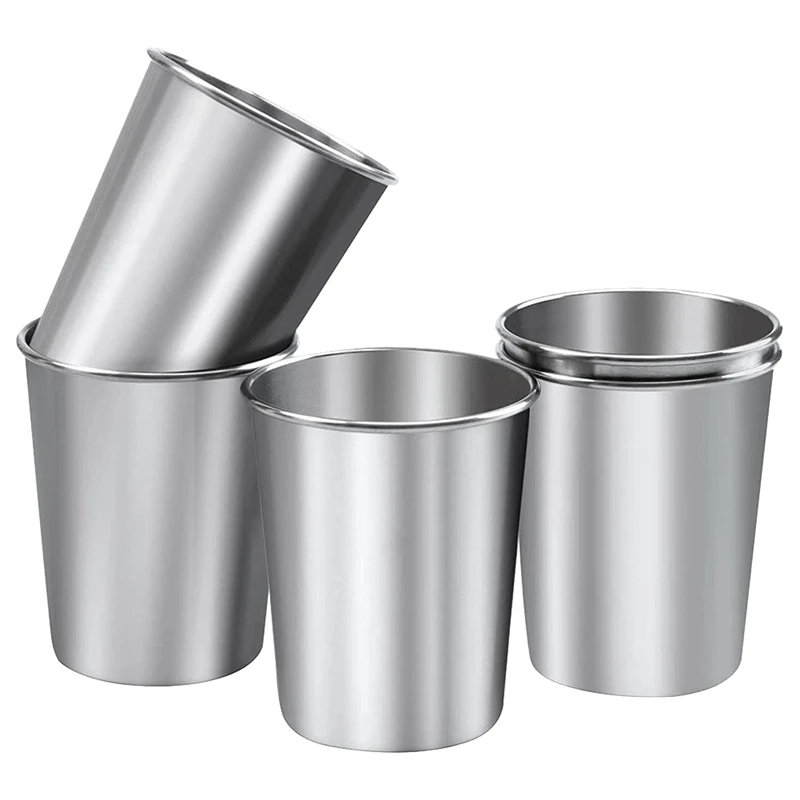 

5 Pack Stainless Steel Cups Stackable Pint Cup Tumblers Reusable Metal Cups For Drinking Outdoors