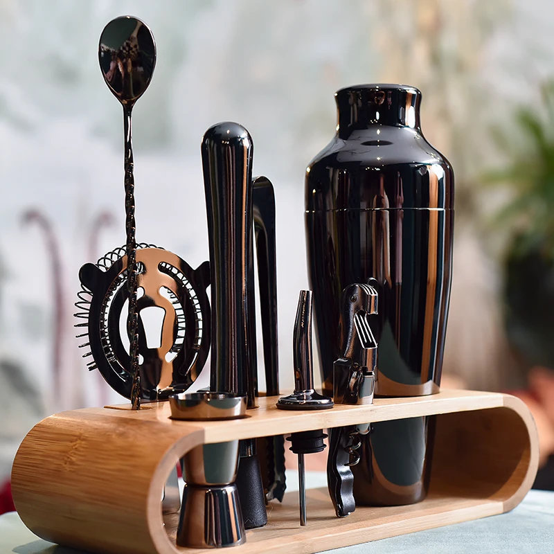 

American Jazz Black Blender Set Wooden Bar Tool Two-stage Snow Kettle Stainless Steel Snow Cup 304