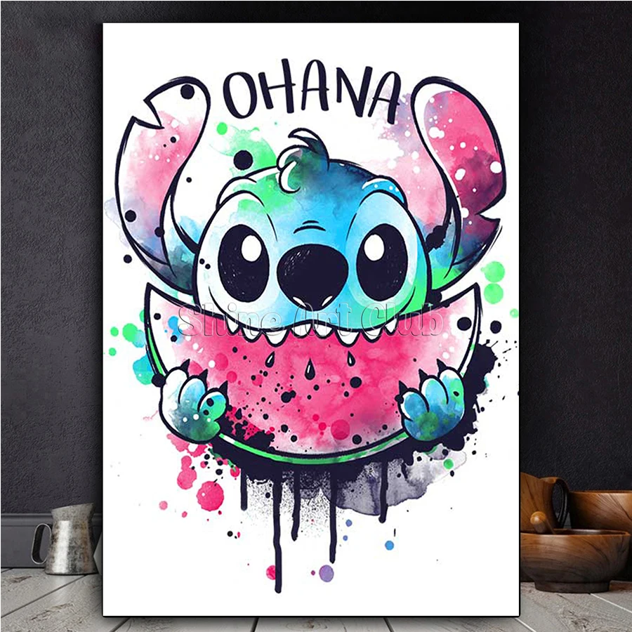 Алмазная живопись AB Дисней мультфильм Стич ест арбуз полная дрель искусство 5D