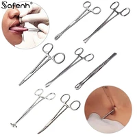 1pc surgical steel opening closing needle ball clamp plier different open shape tweezers piercing professional puncture tool