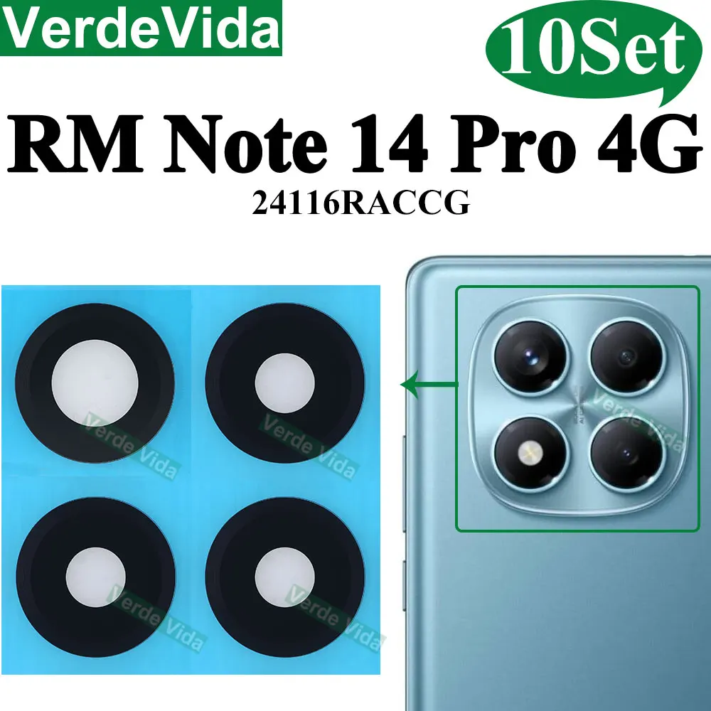 Фото 10 комплектов для Xiaomi Redmi Note 13 14 Pro 4G 12 Pro+ 5G 12T 12s Note 13 Pro Plus, замена стекла объектива задней камеры, ремонт Par №2