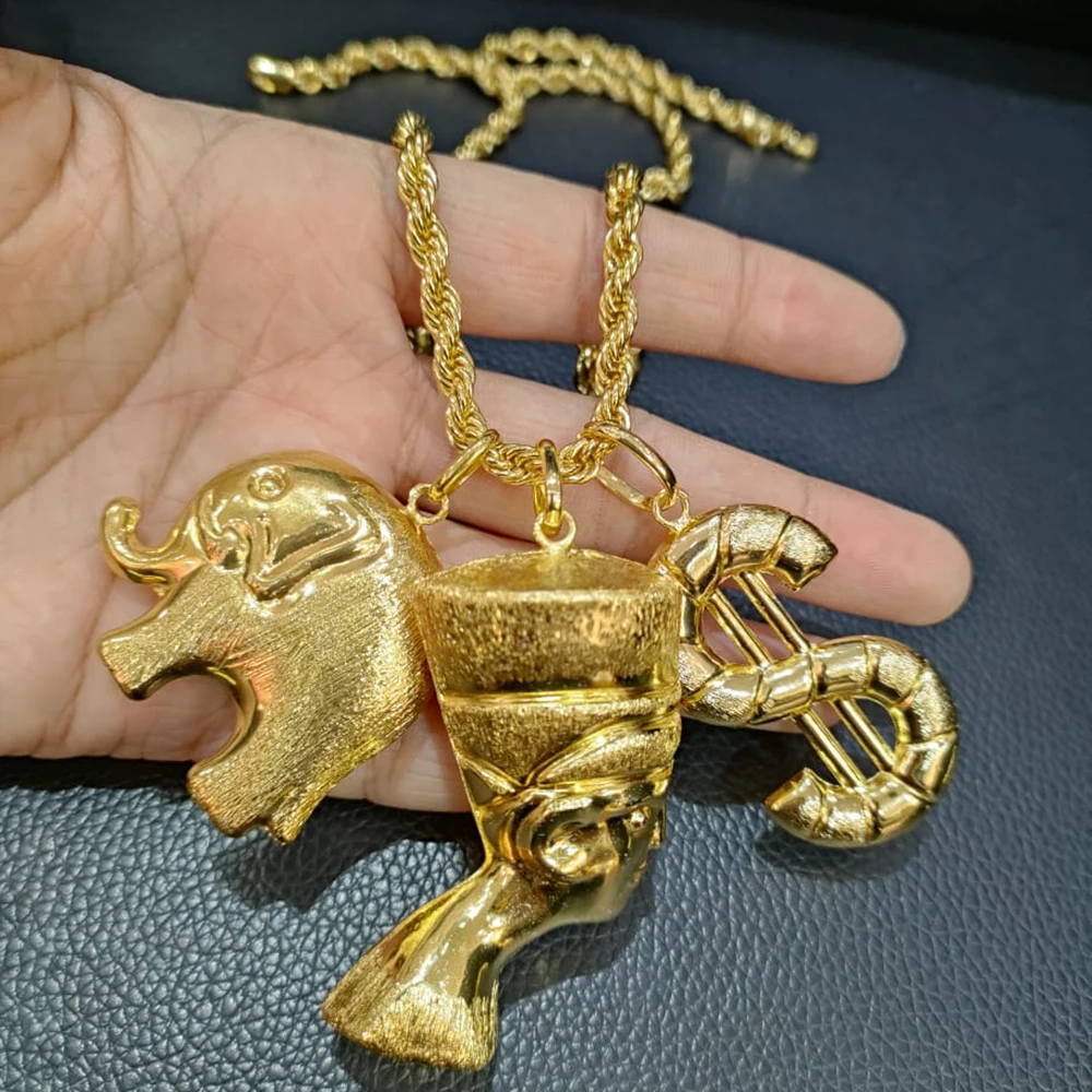 

Big Pendant Necklace for Women Men 18k Gold Color Animal Design Classic Chain Necklace African Dubai Street Style Necklace Gifts