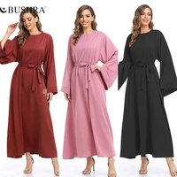 bushra creative muslim dress large size womens worship dress lace up skirt spring autumn middle east robe new 2022