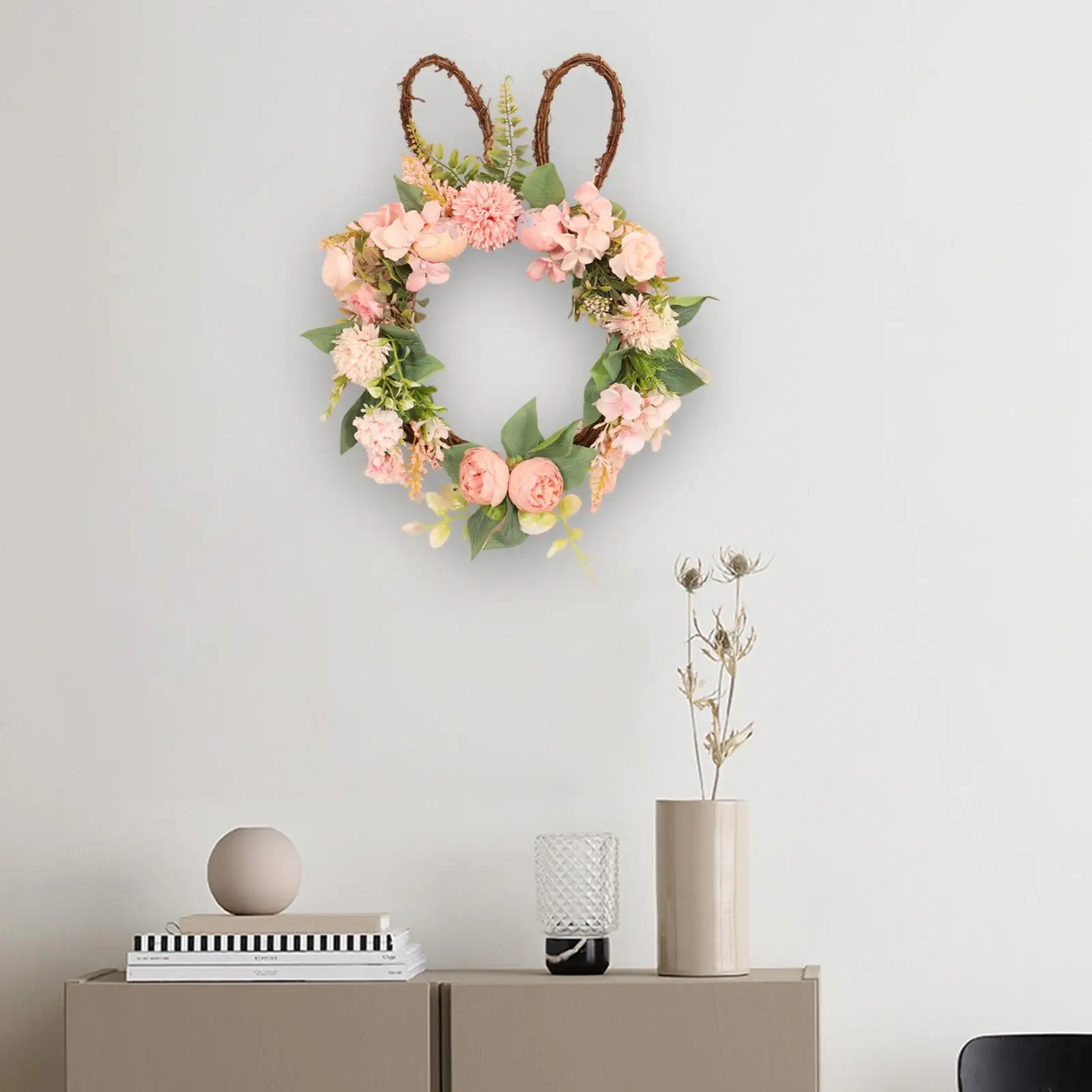 

Круглый Пасхальный венок, кролик с красочными яйцами, зеленая Гирлянда для пасхи, фермерского дома, праздника, дома, улицы, Рождества