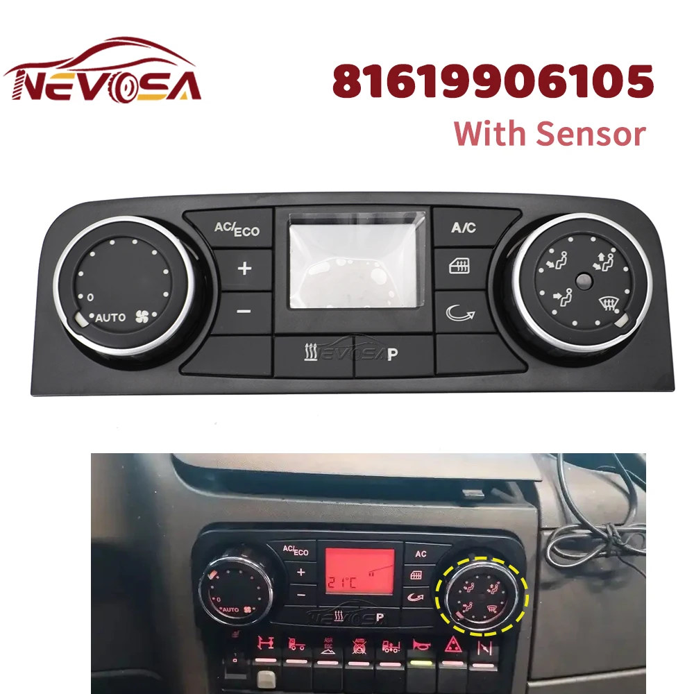 

Для MAN TGS TGX TGL TGM 81619906105 81619906081 81619906097 81619906115 Переключатель управления кондиционером нагревателя кондиционера Панель грузовика