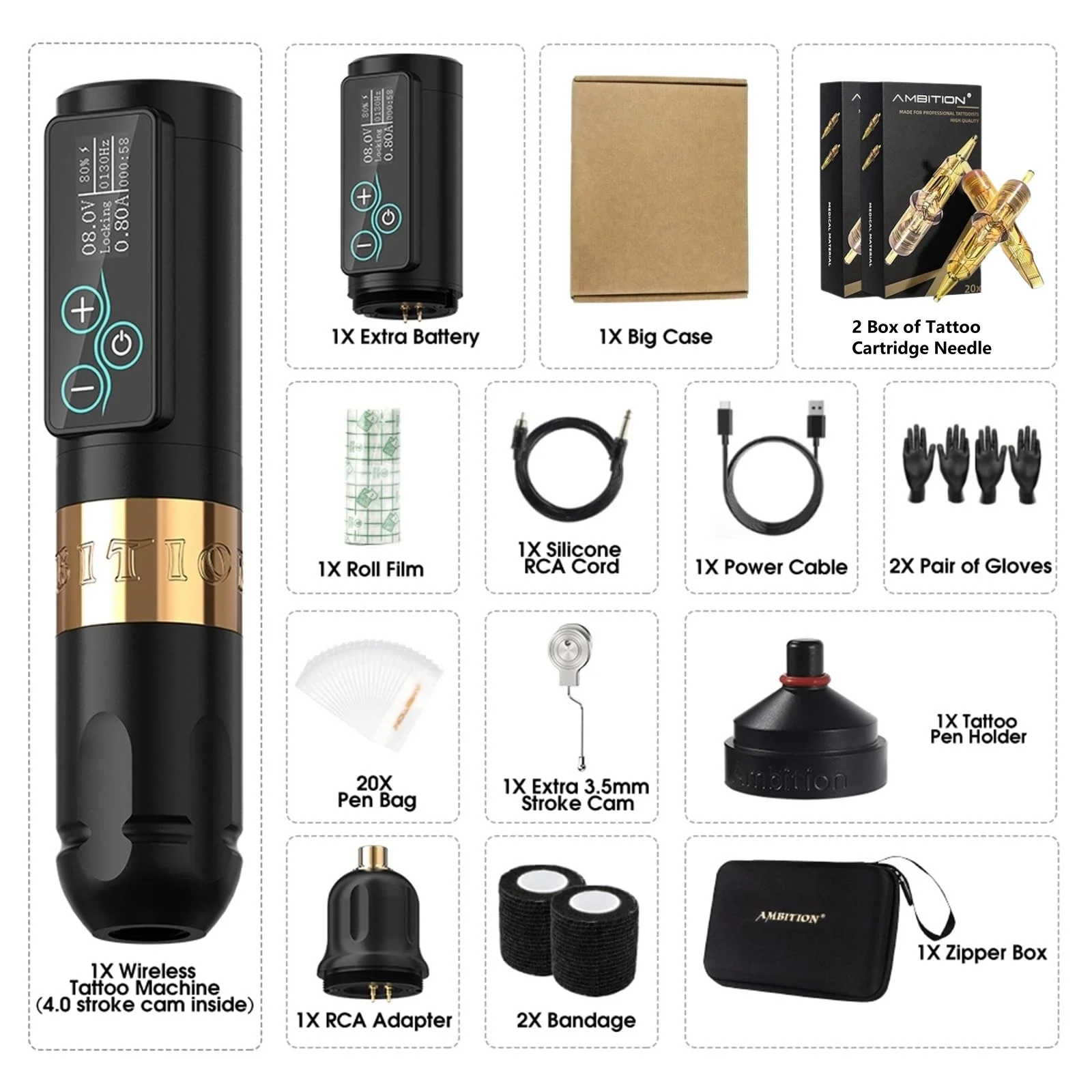 Картридж и аксессуар для тату-машинки 2400 мАч