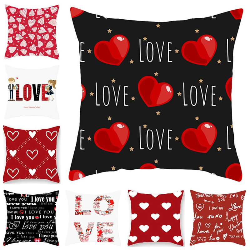 

Valentine's Day Gift Decor Pillow Case 45x45cm Pillowcase Polyester Car Waist Cushion Cover Square Pillows Sofa Home Decoration