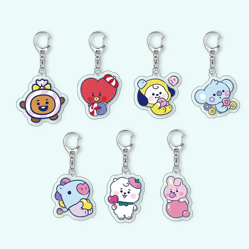 

Kawaii Новинка Bt21 любовь печенье Коала мультфильм металлический брелок симпатичный аниме прозрачная акриловая подвеска Женский подарок