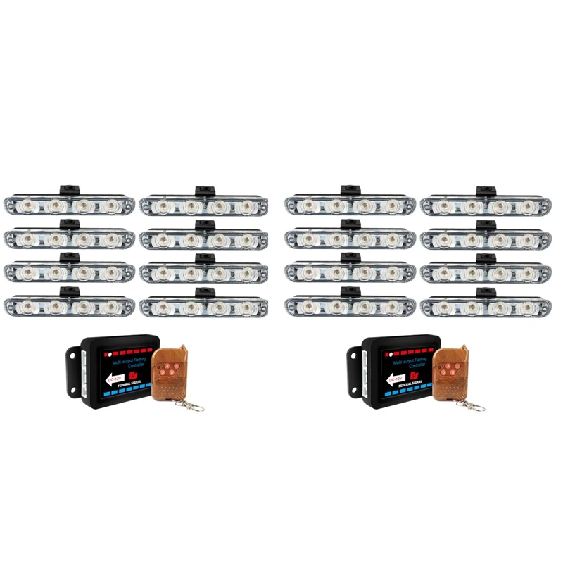 

Emergency Strobe Lights Bars 4LED 8 in 1 Sync Surface Mount Light Flash Warning Lights with Wireless Remote Control