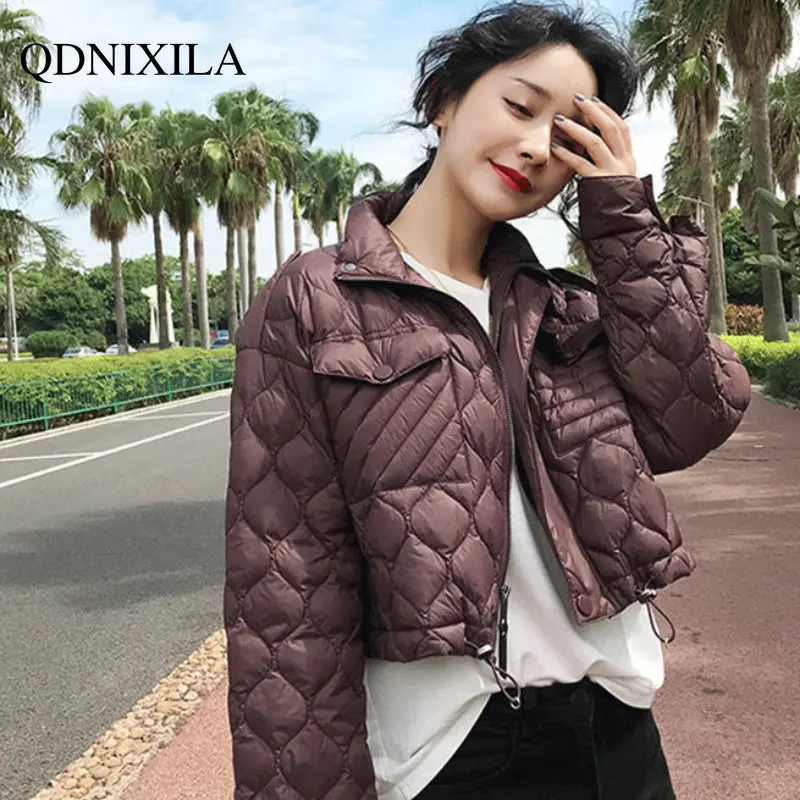 Winter Jacket Women 2022 Small Short Stand Collar High Waist Cotton Jacket Women's Versatile Thin Cotton Jacket Winter Coats