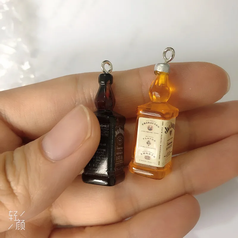 10pcs/pack 3D Alcohol Drink Bottle  Drink Charms Earring Keychain Jewlery Findings Phone Case DIY